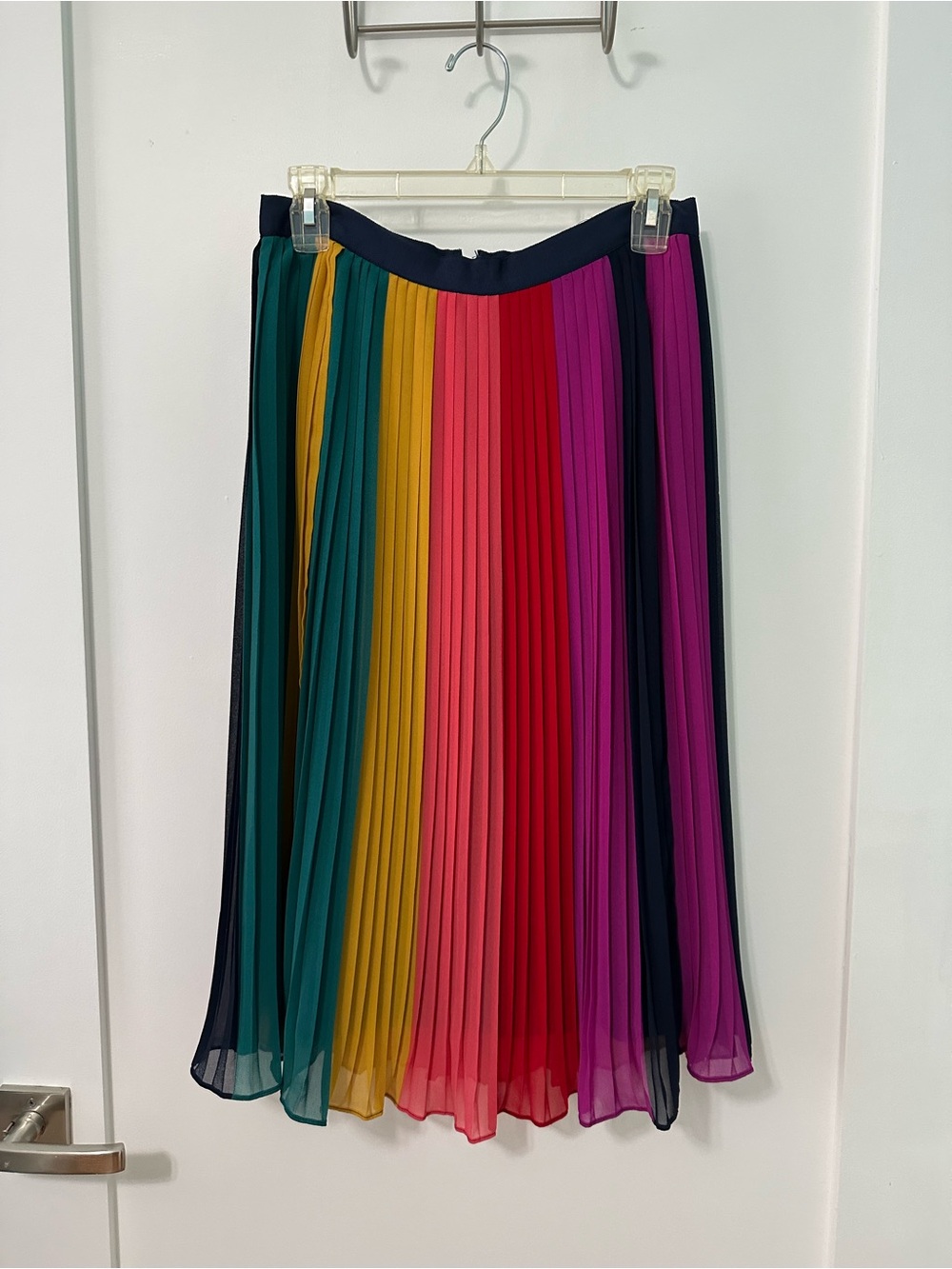 J. Crew Multicolor Pleated Midi Skirt, Size 2